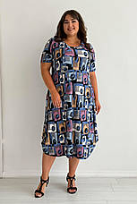 Сукня великих розмірів масло довжина міді з кишенями синя, фото 2