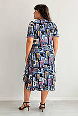 Сукня великих розмірів масло довжина міді з кишенями синя, фото 3