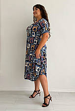 Сукня великих розмірів масло довжина міді з кишенями синя, фото 4