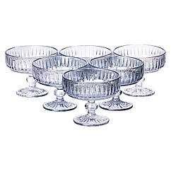 Набір креманок на ніжці 6 шт. 300 (мл) стильні скляні креманки для морозива, желе, десертів Блакитний Lugi