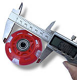 Колесо для самоката/роликів 64 мм червоне (1 шт), підшипники ABES-7 зі світлом, фото 2