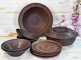 Набір глиняного посуду "Пікнік" 4 персони 10 предметів