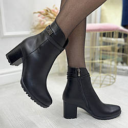 Черевики демісезонні жіночі шкіряні. Колір чорний. Розміри 36-41