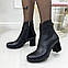 Черевики демісезонні жіночі шкіряні. Колір чорний. Розміри 36-41, фото 2