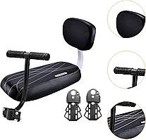 Дитяче сидіння на багажник велосипеда чорне зі спинкою з ручкою  та підставками для ніг Saddle