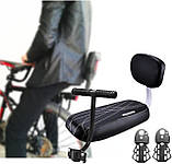 Дитяче сидіння на багажник велосипеда чорне зі спинкою з ручкою  та підставками для ніг Saddle, фото 2