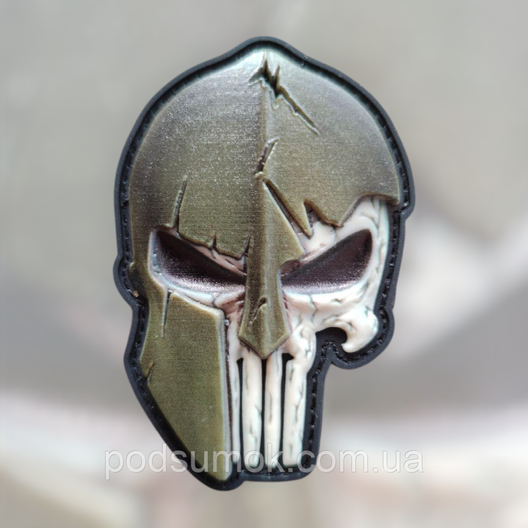 Шеврон ПВХ КАРАТЕЛЬ У ШЛЕМІ 9 3D на липучці для велкро патч гумовий, фото 1