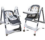 Дитячий стільчик з підносом для їжі F009 регульований і портативний Сірий, фото 8