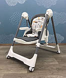 Дитячий стільчик з підносом для їжі F009 регульований і портативний Сірий, фото 2