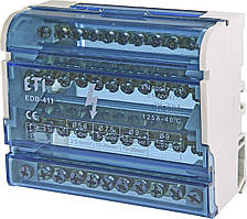 ETI EDB-411 4p, 3L+PE/N, 125A 11 виходів, крос-модуль блок розподільний у корпусі надинрейку 1102304