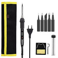 Паяльник з регулюванням температури та змінними жалами JCD 908S 80W + набір (пенал) + змінні жала
