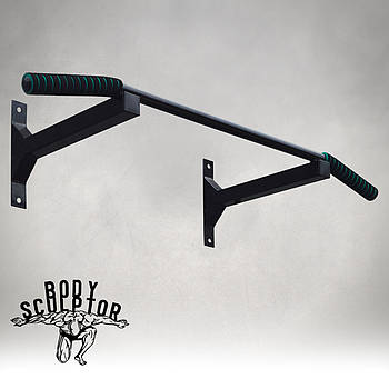 Турнік настінний цільний №1 з м'якими ручками / Чорний