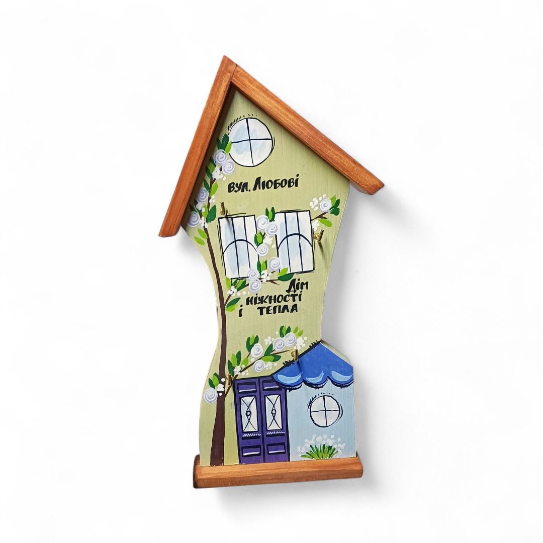 Ключниця настінна вул.Любові 30х5х8 см із натурального дерева, фото 1