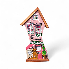 Ключниця настінна з малюнком котика, вул.Любові 30х5х8 см із натурального дерева