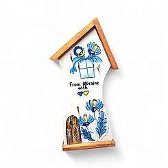 Ключниця настінна з написом "from ukraine with💙💛" 30х5х8 см із натурального дерева