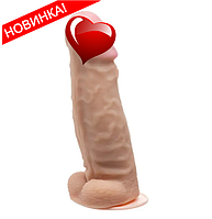 Фалоїмітатор Гігант 28,5 см * 7,3 см EGZO Big Kyle з гарною рожевою головкою, на присосці з мошок