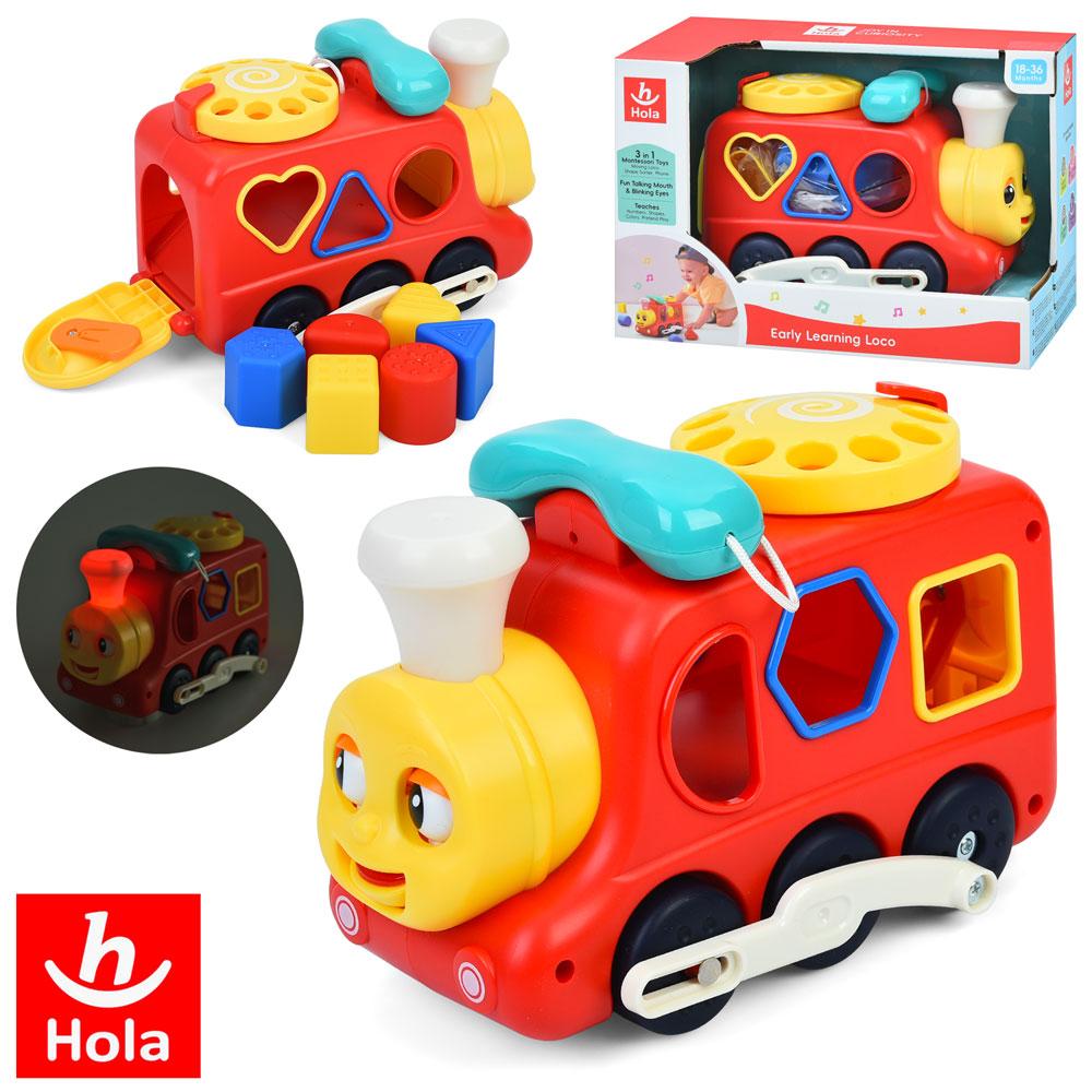 Игра HE9981 паровоз 20см, сортер 6 фігур, музика, світло, їздить, рухливі деталі, телефон, на бат-ці, фото 1