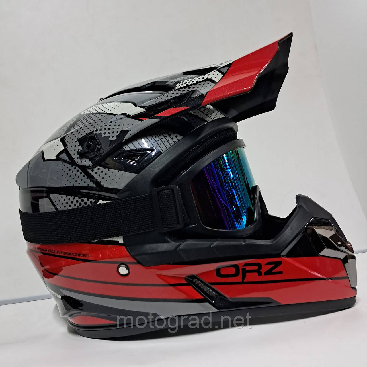 Мото шолом Ендуро ORZ gloss з окулярами в комплекті, фото 1