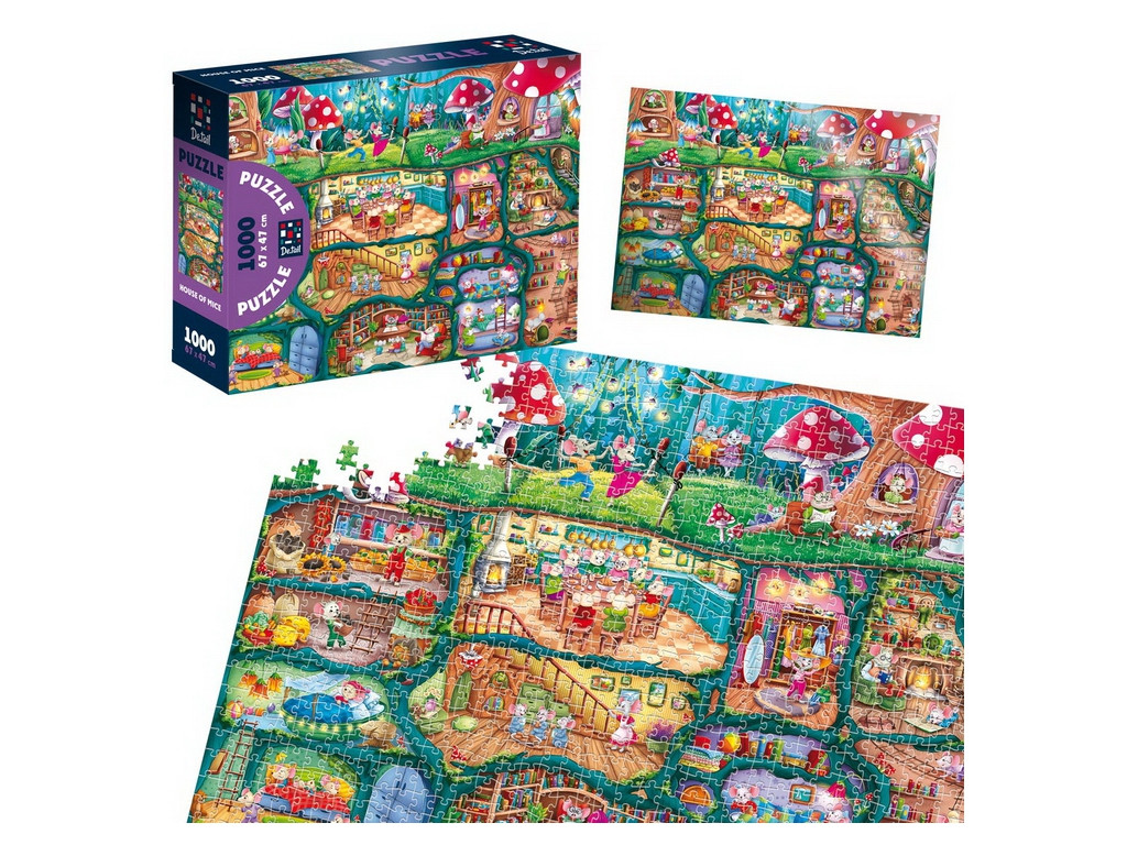 Пазли Будиночок мишенят, 1000 деталей, 67×47 см, виммельбух, колекційний сюжет, фото 1
