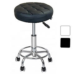 Табурет на колесах без спинки круглий Bonro B-496 чорний для  салону кухні бару