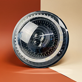 LED фара 7 дюймів 50W ближній, 60W дальній, анімаційний габарит, жовтий поворотник