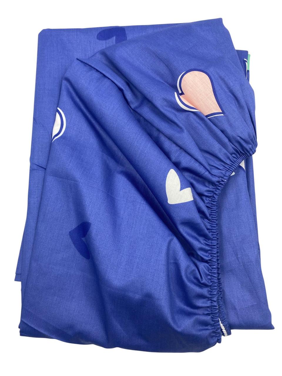 Простирадло на резинці двоспальне "Зоряне серце" | Сатин 180х200 см, фото 1