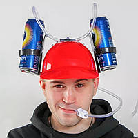 Шолом для напоїв з соломинкою (Каска для пива) Червоний