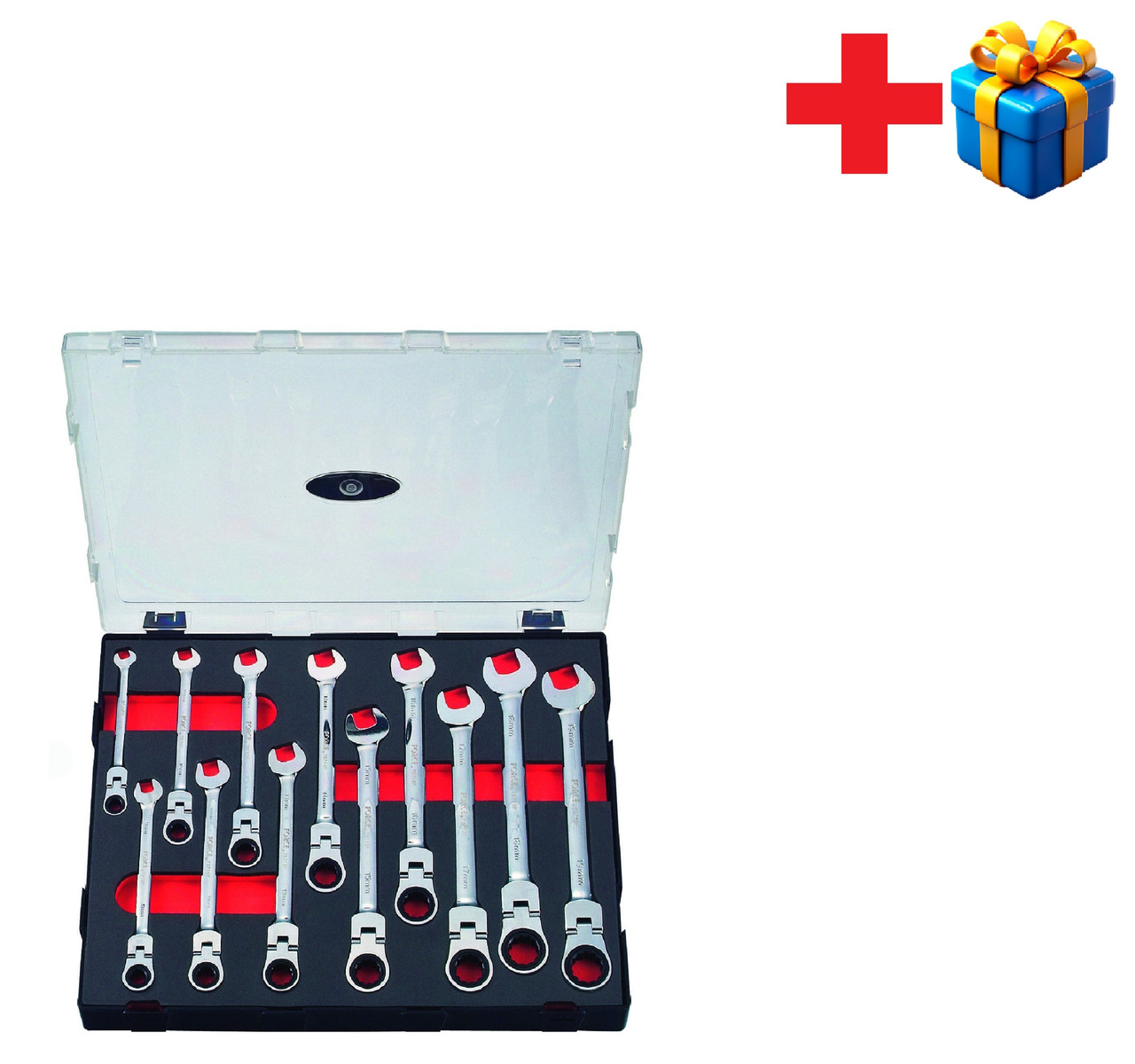 Набір ключів комбінованих тріскачкових з шарніром 12 пр. (8-19мм) в ложементі FORCE K51210F F