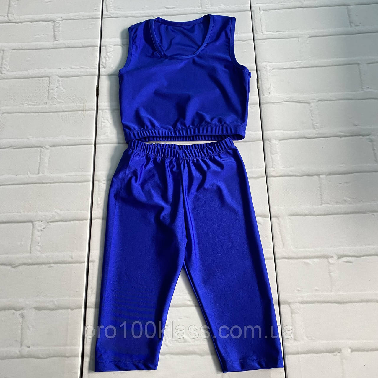 Комплект топ-борцовка + велосипедки біфлекс синій, фото 1