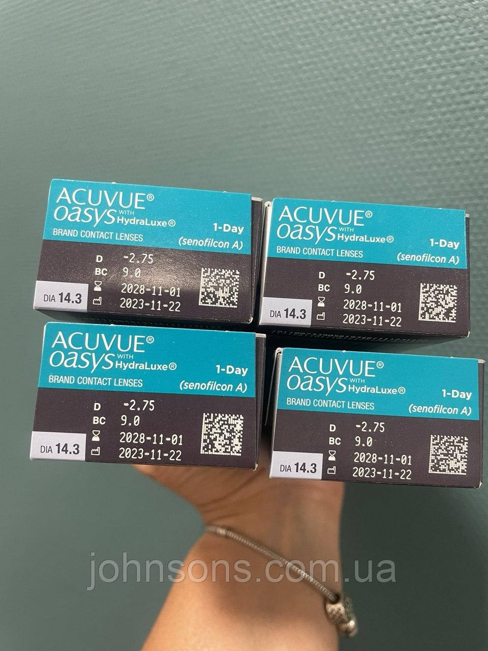 Розпродаж -2.75(9.0) - 4уп | 1 day Acuvue Oasys with HydraLuxe | Одноденні контактні лінзи, фото 1