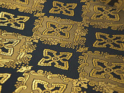 Шовкова церковна тканини Агапа чорна з золомтом