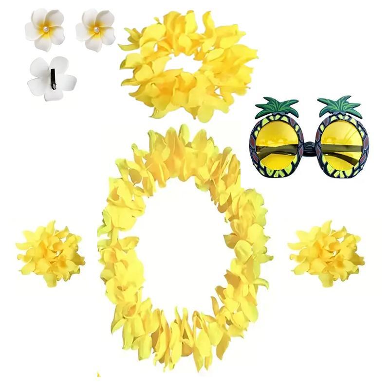 Жіночий гавайський костюм з леями та окулярами Ананас, фото 1