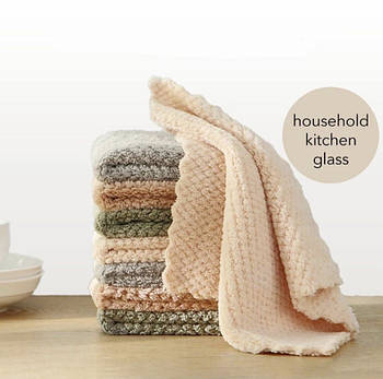 Кухонні серветки з мікрофібри "Скрабер", кольори в асортименті 25х25см., (5 шт. в упаковці)