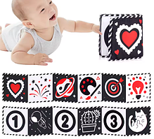 Розвиваюча двостороння книжка-бортик монтесори для малюків контрастна, 1шт (сердечко)
