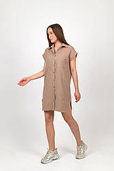 Домашня сукня сорочка з короткими рукавами на ґудзиках N.EL. 100% бавова моко