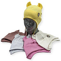 Трикотажна шапочка для дівчинки з зав'язками «Kitty», опт