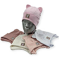 Трикотажна шапочка для дівчинки з зав'язками «Unikorn», опт