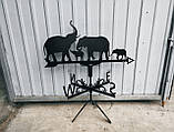Флюгер Сімя слонів, Слони, флюгер на дах з металу 2 мм., фото 3