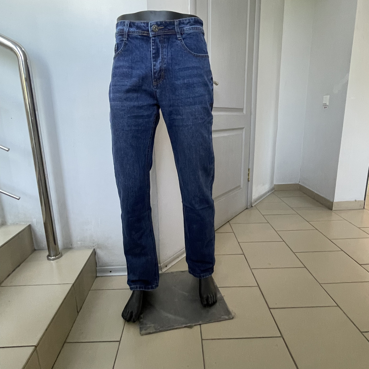 Джинси чоловічі класичні котон прямі 33 сині, фото 1