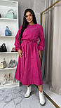 Жіноче вельветове плаття міді у великих розмірах із розкльошеною спідницею під пояс (р. 42-56) 2036100, фото 2