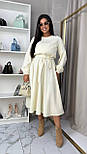 Жіноче вельветове плаття міді у великих розмірах із розкльошеною спідницею під пояс (р. 42-56) 2036100, фото 5