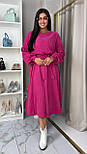 Жіноче вельветове плаття міді у великих розмірах із розкльошеною спідницею під пояс (р. 42-56) 2036100, фото 8