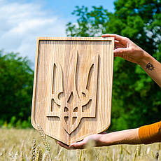 Панно Герб України Тризуб настінний з дерева 29х42 см