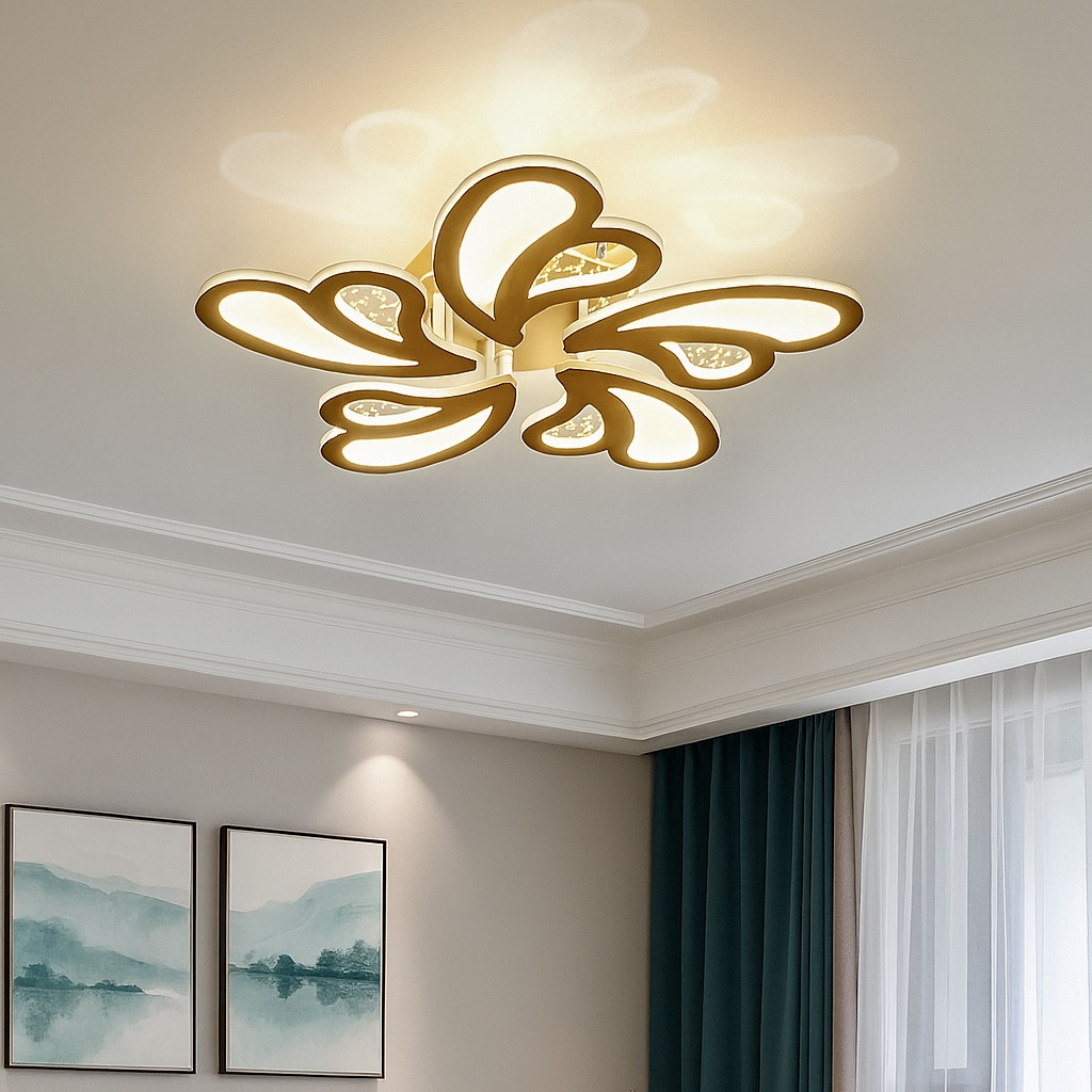 Світлодіодна Led люстра до 18 м² з пультом у золотому кольорі (V K39979/5 GD), фото 1