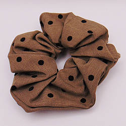 Гумка для волосся горох щільний трикотаж 11 см світло-коричнева Fashion 335