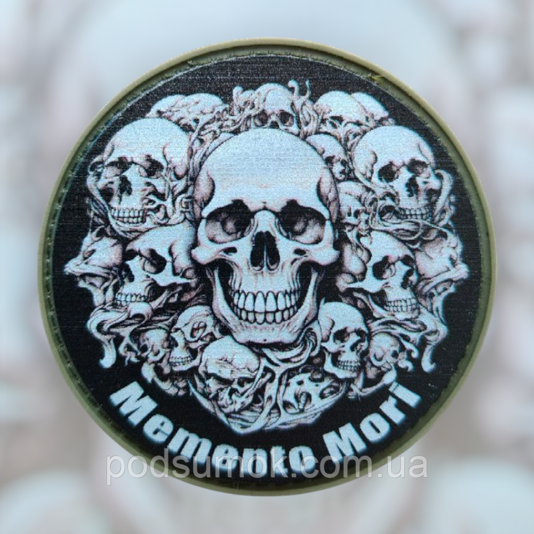 Шеврон ПВХ MEMENTO MORI на липучці для велкро патч гумовий, фото 1