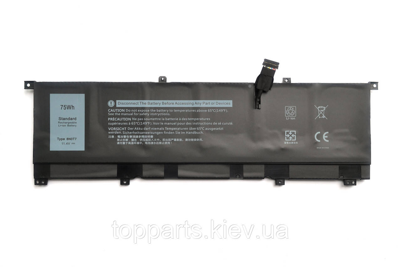 Батарея для ноутбука Dell XPS 15-9575 8N0T7, 75Wh (6254mAh), 6cell, 11.4V, Li-ion, чорний