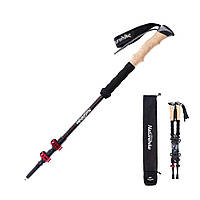 Трекінгова палиця Naturehike NH20DS003, 135 см, чорний/червоний
