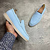 Лофери, туфлі чоловічі блакитні замшеві (натуральна замша) для чоловіків на весну осінь, розміри 40-45, фото 5