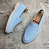Лофери, туфлі чоловічі блакитні замшеві (натуральна замша) для чоловіків на весну осінь, розміри 40-45, фото 4